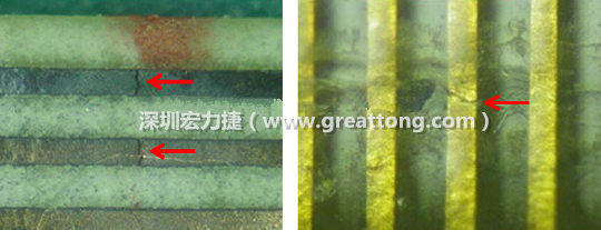 如果擔心這個方法可能對弄斷銅箔線路，也可以試著將銅箔線路旁沒有銅箔的位置切開，然后試著撕開剝離外層護膜(cover film)，達到相同的目的